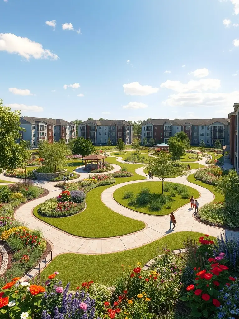 An aerial view of the Springleaf Residence complex, showcasing the extensive amenities including swimming pools, gardens, recreational areas, and the overall layout of the development.
