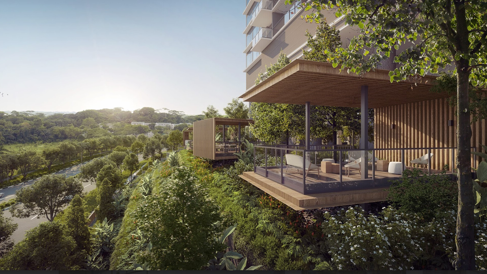 Balcony overlooking lush greenery Springleaf Residence Singapore