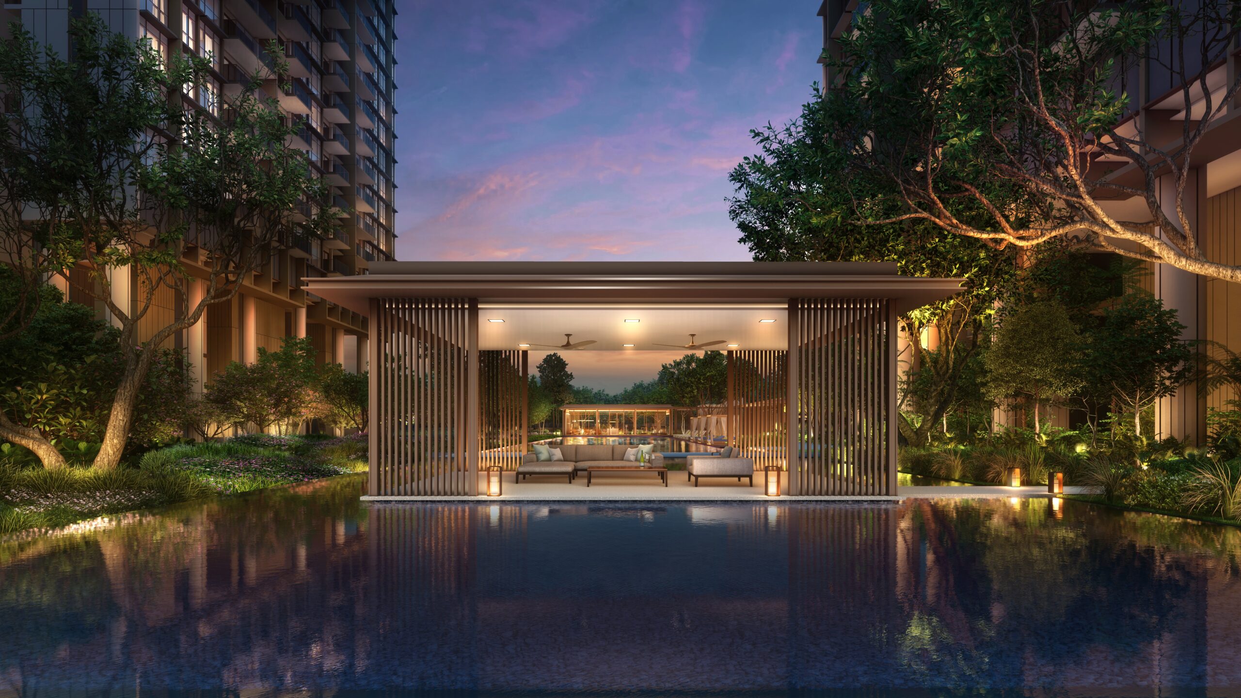 Relaxing cabana by the pool at new Springleaf condo
